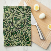 Green Gold Decorative Holiday Kitchen Towel キッチンタオル (四つ折り)