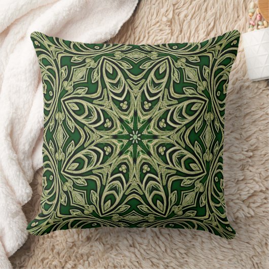 Green Gold Decorative Throw Pillow クッション (ブランケット)