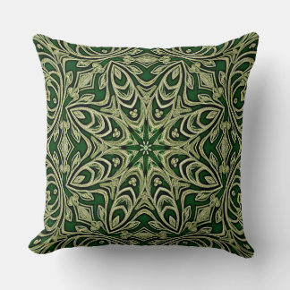 Green Gold Decorative Throw Pillow クッション