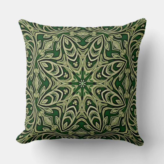 Green Gold Decorative Throw Pillow クッション (正面)