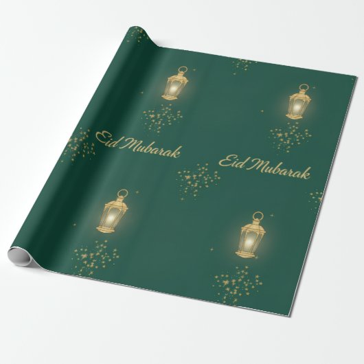 Green/Gold Eid Wrapping Paper ラッピングペーパー (アンロールド)