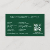 Green Gold Electrician QR Code Modern 名刺 (裏面)