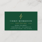 Green Gold Electrician QR Code Modern 名刺 (正面)