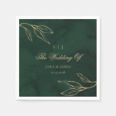 Green Gold Emerald Botanical Enchanted Wedding スタンダードカクテルナプキン (正面)