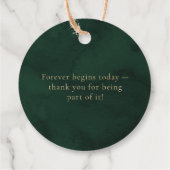 Green Gold Emerald Botanical Wedding Thank you フェイバータグ (裏面)