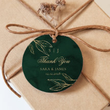 Green Gold Emerald Botanical Wedding Thank you