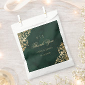 Green Gold Emerald Victorian Wedding Thank you フェイバーバッグ (クリップ留めされた状態)