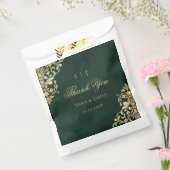 Green Gold Emerald Victorian Wedding Thank you フェイバーバッグ (封をした状態)
