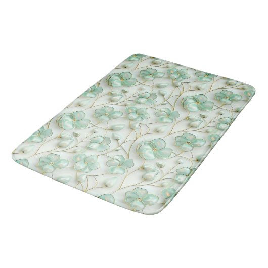Green Gold Floral Bath Mat バスマット (アングル)