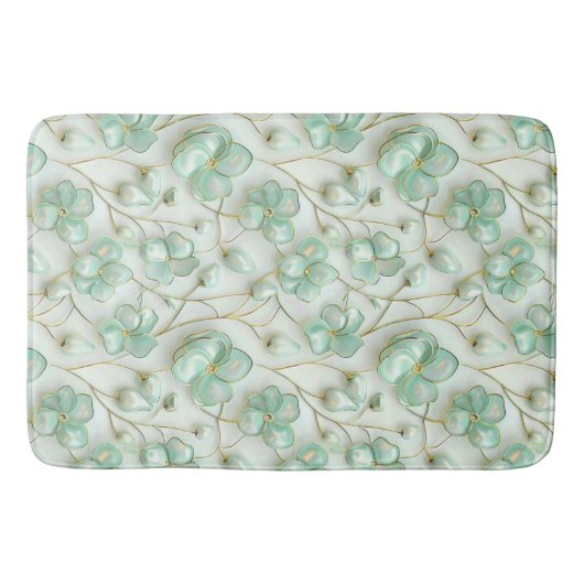 Green Gold Floral Bath Mat バスマット (正面)