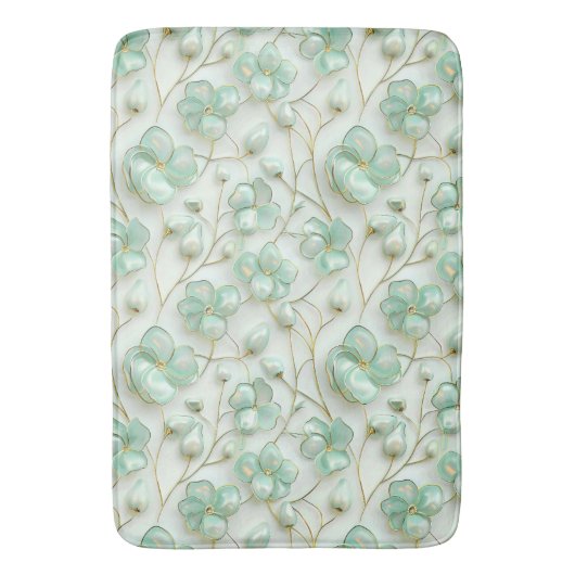 Green Gold Floral Bath Mat バスマット (正面縦)