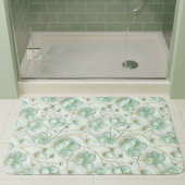 Green Gold Floral Bath Mat バスマット
