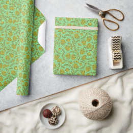 Green & Gold Floral Wrapping Paper ラッピングペーパー