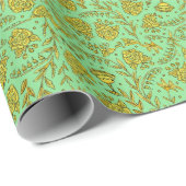 Green & Gold Floral Wrapping Paper ラッピングペーパー (ロールコーナー)