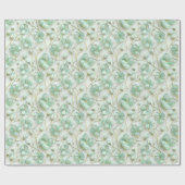 Green Gold Floral Wrapping Paper ラッピングペーパー (フラット)