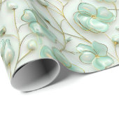 Green Gold Floral Wrapping Paper ラッピングペーパー (ロールコーナー)