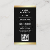 Green Gold Foil Model Actress QR Code Photo 名刺 (裏面)