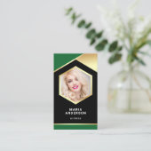 Green Gold Foil Model Actress QR Code Photo 名刺 (スタンド正面)