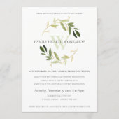 Green Gold Foliage Wreath Workshop Event 招待状 (正面)