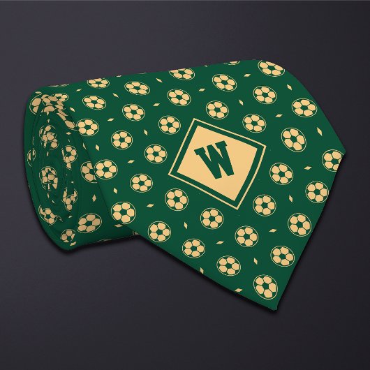 Green Gold Futbol (Soccer) Ball Icon Necktie ネクタイ