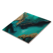 Green Gold Glitter Marbled Agate Ceramic  タイル (側面)