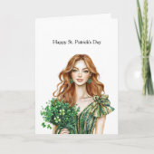 Green Gold Glitz Shamrock St. Patrick's Day カード (正面)