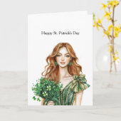 Green Gold Glitz Shamrock St. Patrick's Day カード (黄色い花)