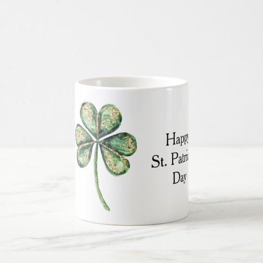 Green Gold Glitz Shamrock St. Patrick's Day コーヒーマグカップ (中央)