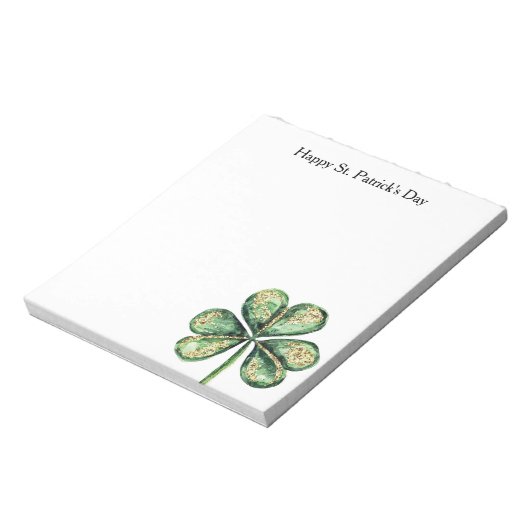Green Gold Glitz Shamrock St. Patrick's Day ノートパッド (回転)