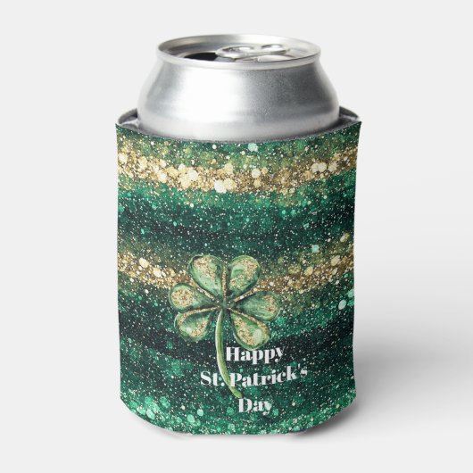 Green Gold Glitz Shamrock St. Patrick's Day 缶クーラー (缶正面)