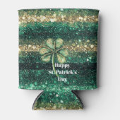 Green Gold Glitz Shamrock St. Patrick's Day 缶クーラー (正面)