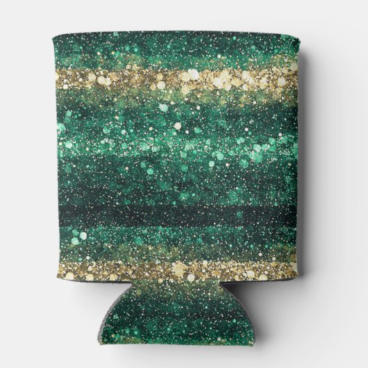 Green Gold Glitz Shamrock St. Patrick's Day 缶クーラー (裏面)