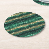 Green Gold Glitzy Glitter St. Patrick's Day   ラウンドペーパーコースター (アングル)