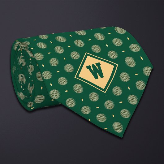 Green Gold Golf Ball Icon Necktie ネクタイ