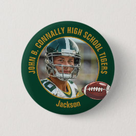 Green Gold High School Football Player Photo 缶バッジ