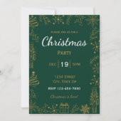 Green & Gold Holiday Invitation | Modern Glam Xmas 招待状 (正面)