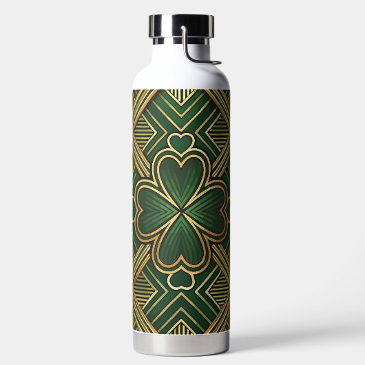 GREEN & GOLD IRISH ART DECO PATTERNS ウォーターボトル (左面)