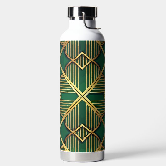 GREEN & GOLD IRISH ART DECO PATTERNS ウォーターボトル (左面)