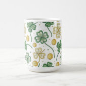 GREEN & GOLD IRISH CELTIC SHAMROCKS コーヒーマグカップ (中央)