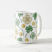 GREEN & GOLD IRISH CELTIC SHAMROCKS コーヒーマグカップ (正面右)
