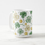 GREEN & GOLD IRISH CELTIC SHAMROCKS コーヒーマグカップ (正面左)