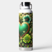 GREEN & GOLD IRISH HEARTS AND FLOWERS ウォーターボトル (背面)