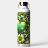 GREEN & GOLD IRISH HEARTS AND FLOWERS ウォーターボトル (背面)