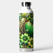 GREEN & GOLD IRISH HEARTS AND FLOWERS ウォーターボトル (左面)