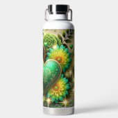 GREEN & GOLD IRISH HEARTS AND FLOWERS ウォーターボトル (背面)