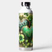GREEN & GOLD IRISH HEARTS AND FLOWERS ウォーターボトル (左面)