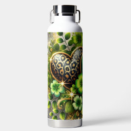 GREEN & GOLD IRISH HEARTS AND FLOWERS ウォーターボトル