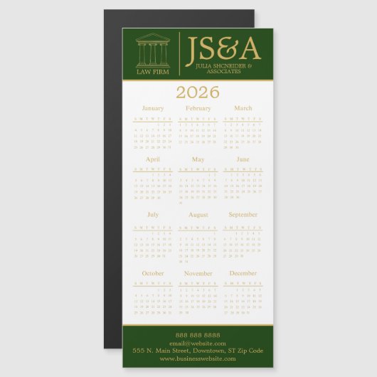 Green Gold Justice Columns Law Firm Logo 2026 (正面/裏面)