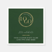 Green & Gold Logo Corporate Business Event Branded スタンダードカクテルナプキン (正面)