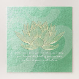 Green Gold Lotus Yoga Meditation Instructor Quotes ジグソーパズル